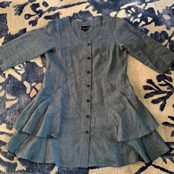 Olars Ulla Sweden Check Linen Button Down Dress/Tunic M - Picture 12 of 12